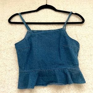 Peplum denim tank top